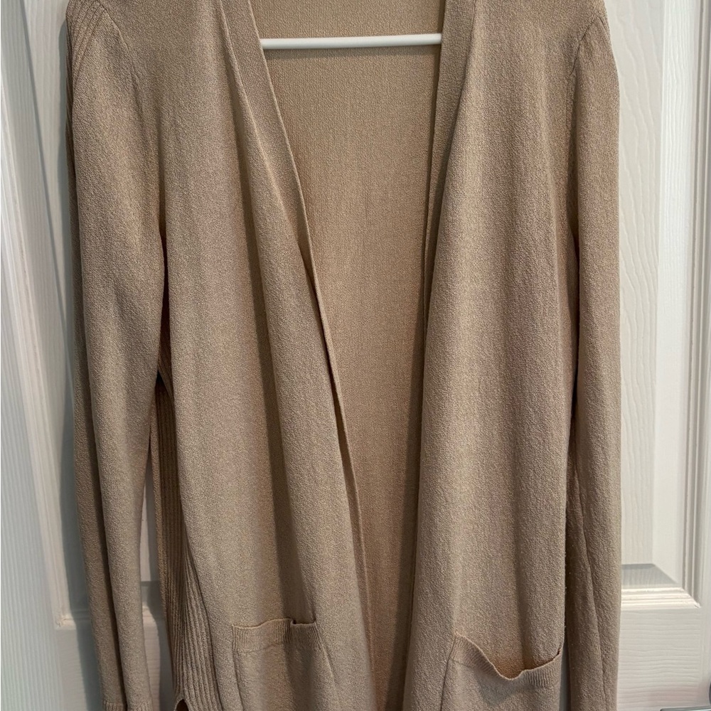 Light Beige Open-Front Women's Cardigan Sweater